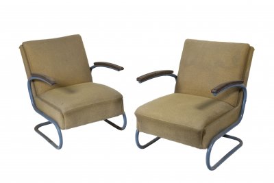 TWO FUNCTIONALIST ARMCHAIRS
