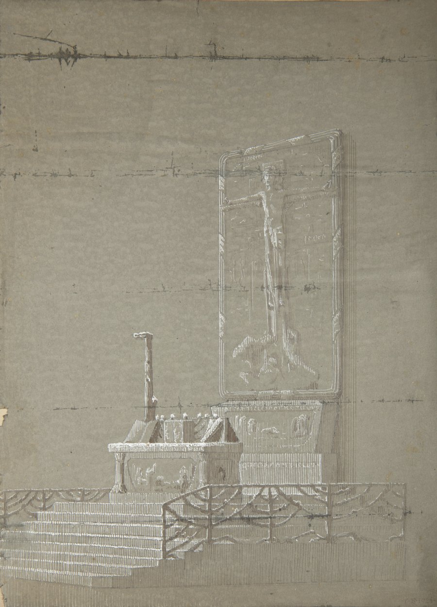 ALTAR DESIGN WITH A RELIEF OF THE CRUCIFIXION