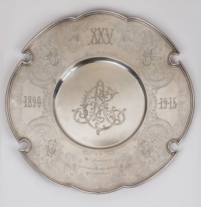 A SILVER FABERGÉ PLATE