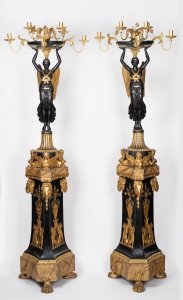 A PAIR OF EMPIRE CANDELABRA - JOSEPH DANHAUSER WORKSHOP