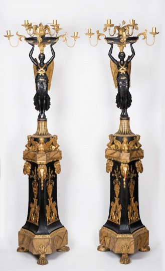 A PAIR OF EMPIRE CANDELABRA - JOSEPH DANHAUSER WORKSHOP