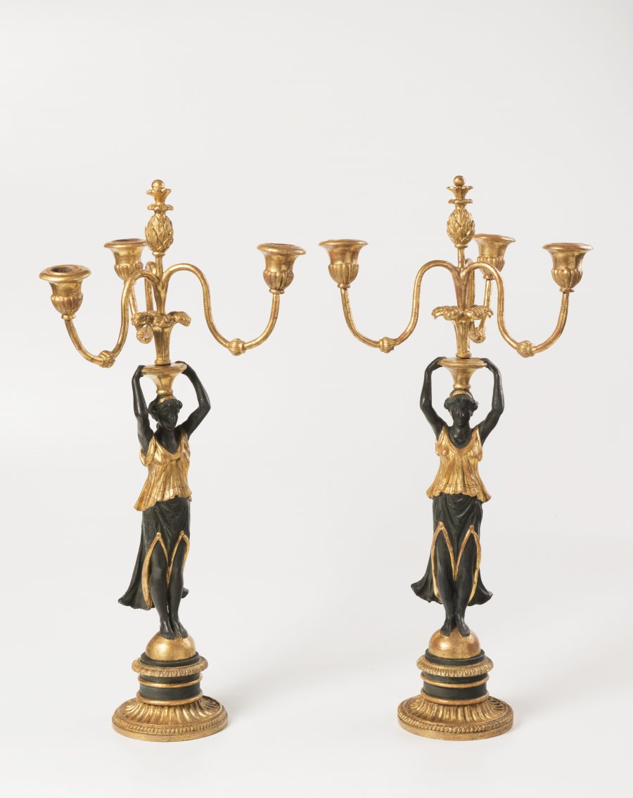 A PAIR OF EMPIRE CANDELABRAS