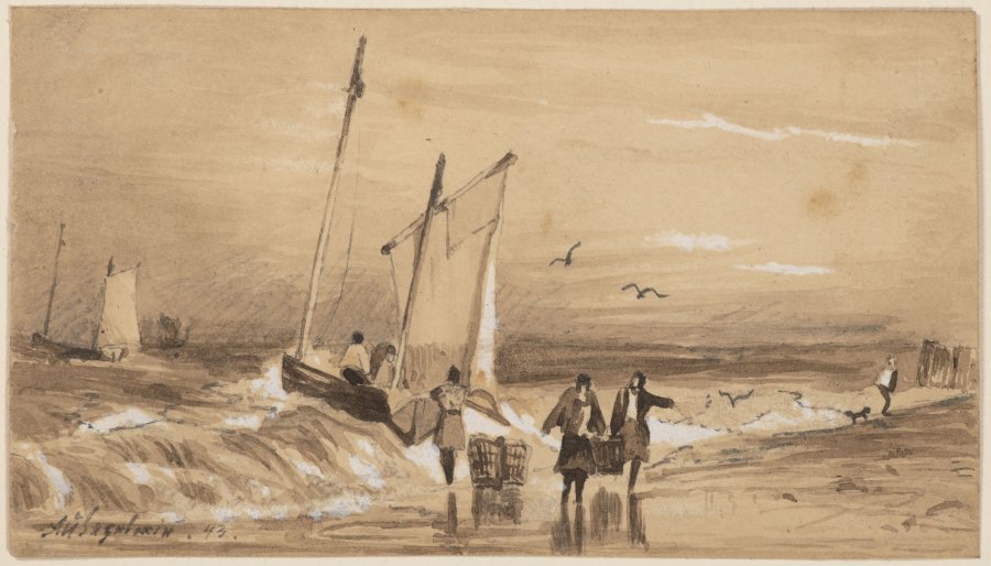 SEA COAST WITH FISHERMEN