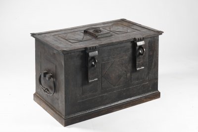 A CLASSIC IRON SAFE CHEST