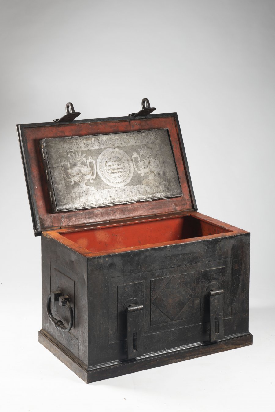 A CLASSIC IRON SAFE CHEST