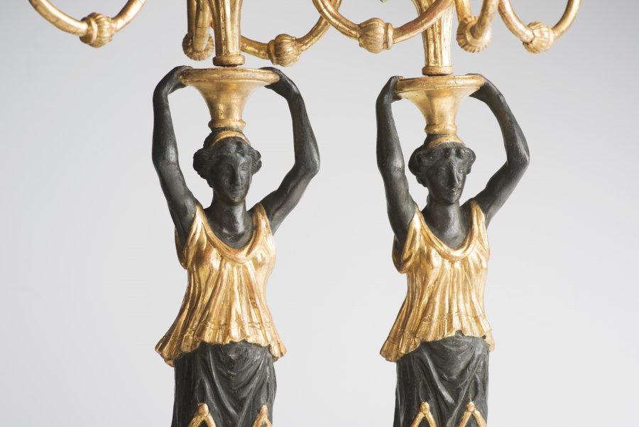 A PAIR OF EMPIRE CANDELABRAS