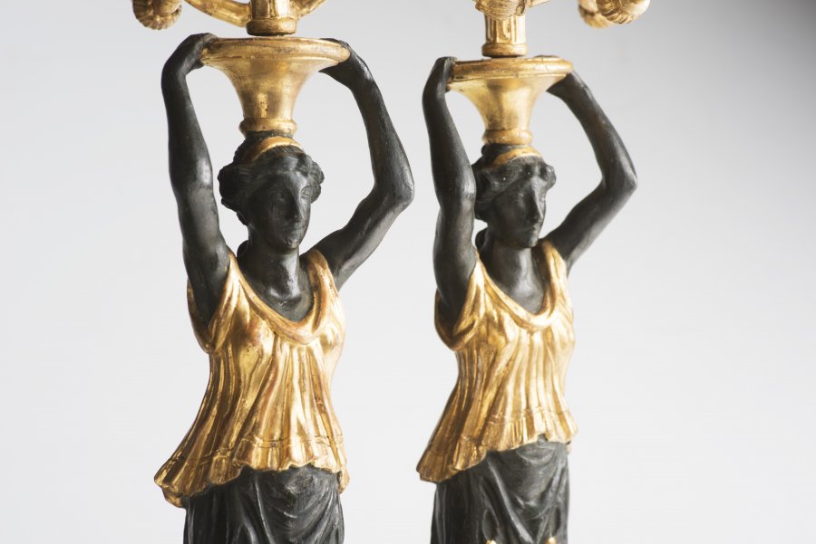 A PAIR OF EMPIRE CANDELABRAS