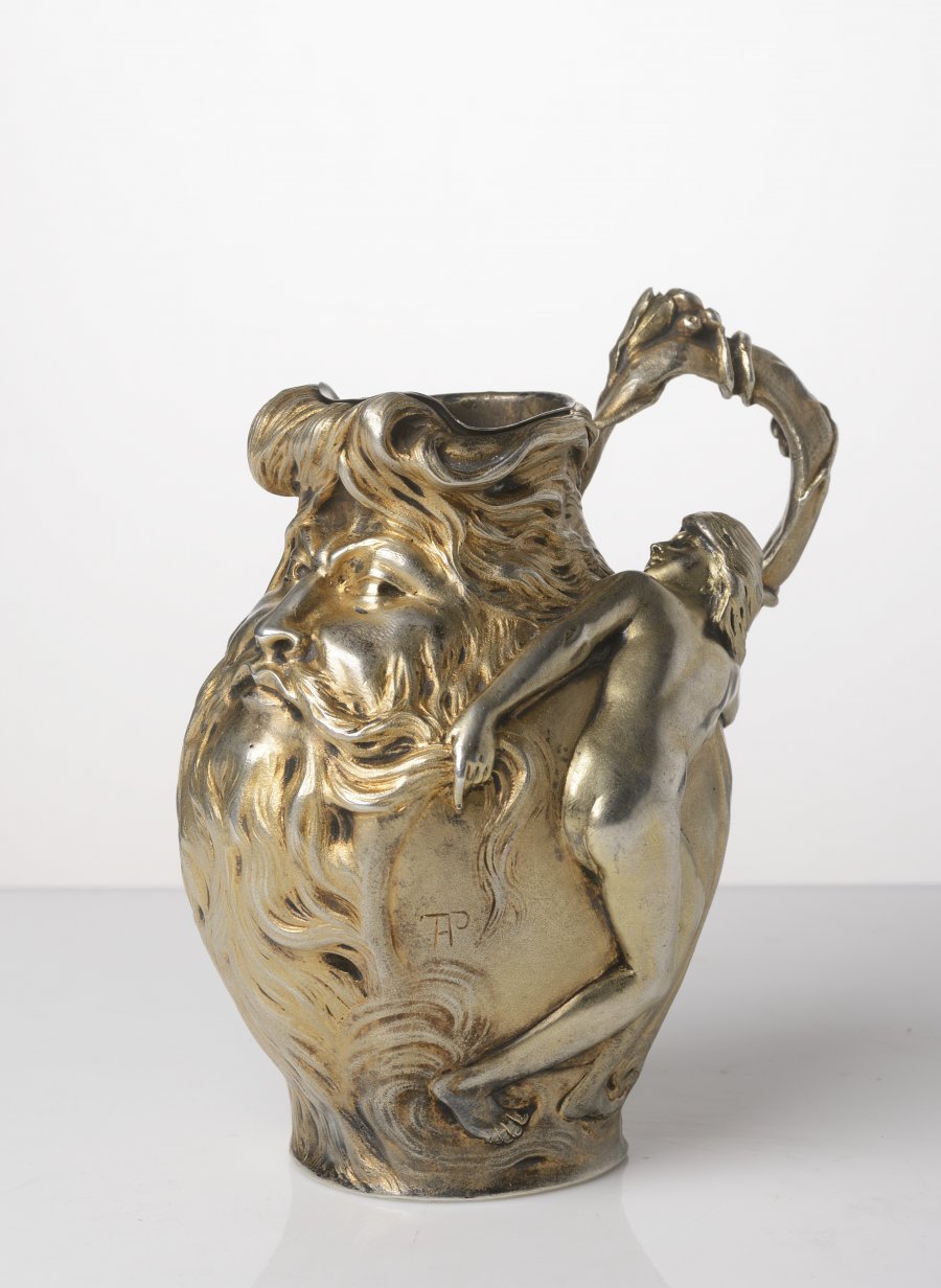 A Silver Art Nouveau Alphonse Debain Jug