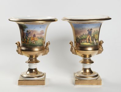 PAIR OF DECORATIVE URN-FORM VASES