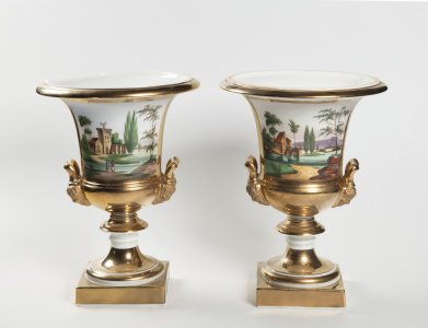 PAIR OF DECORATIVE URN-FORM VASES
