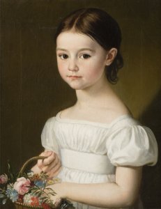 PORTRAIT OF A GIRL WITH A BASKET OF FLOWERS
