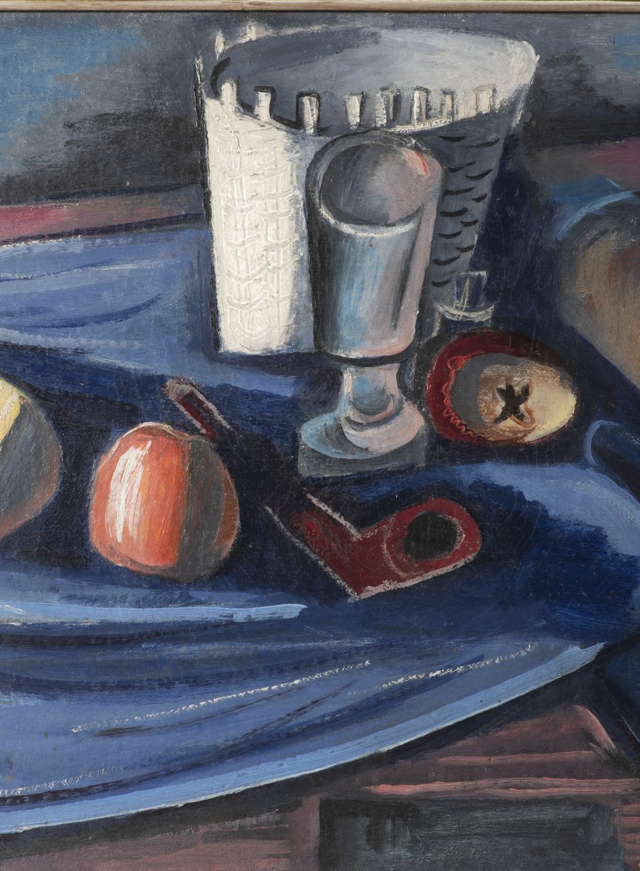STILL LIFE WITH APPLES, BREAD AND PIPE