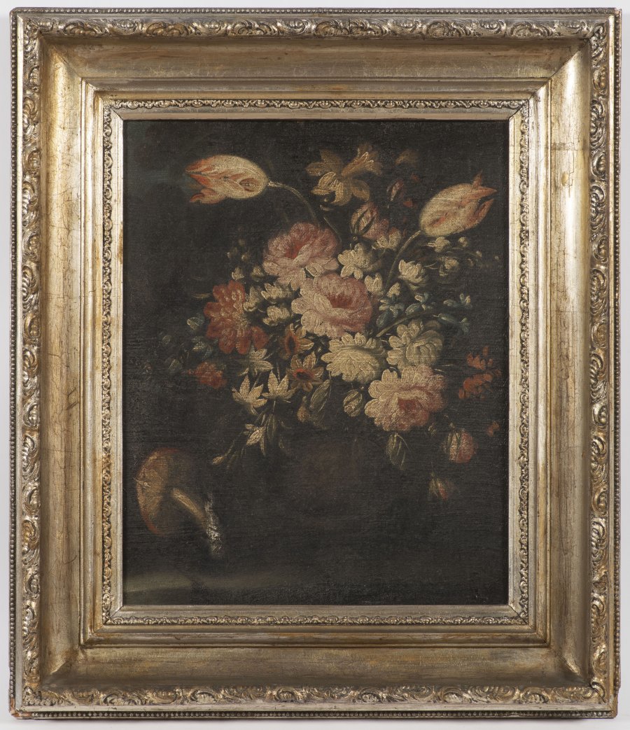 STILL LIFE WITH A BOUQUET AND A MUSHROOM