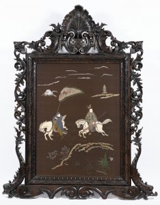 PAINTING ON SILK WITH HORSERIDERS