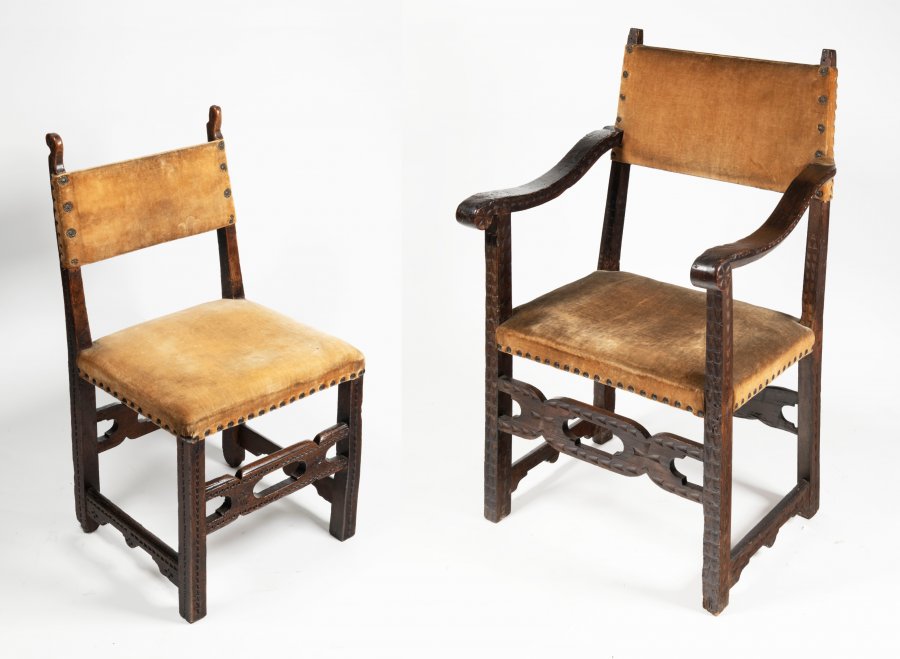RENAISSANCE CHAIR AND ARMCHAIR