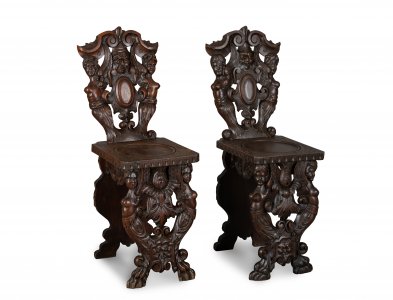 TWO SGABELLO CHAIRS FROM THE HISTORICISM PERIOD