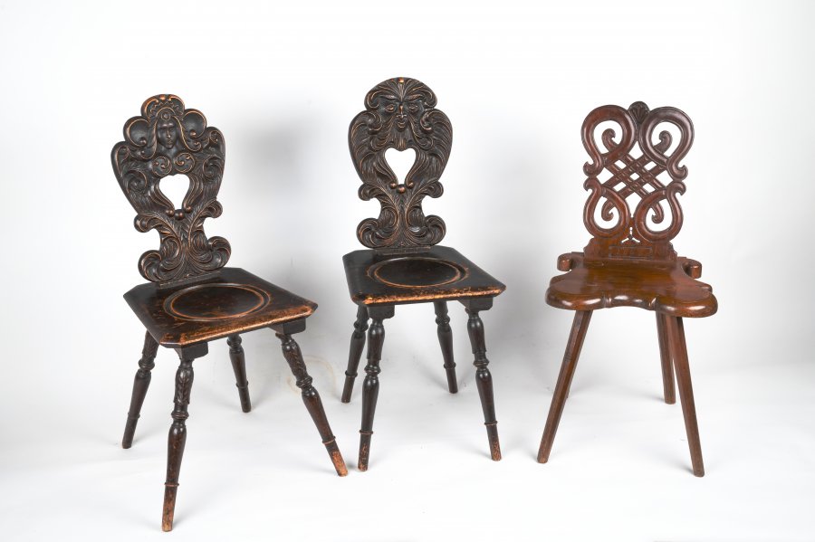 SET OF THREE RUSTIC CHAIRS